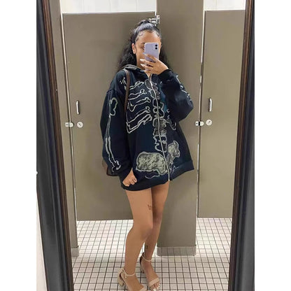 Hoodie CJ Zip Up Cardigan Skull